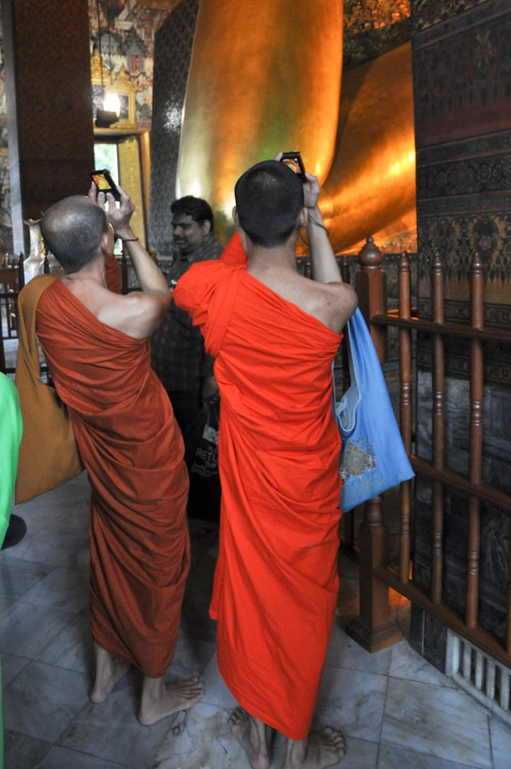 The monks were just as keen as the other tourists at seeing the sights!