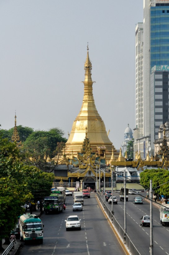 Sule Paya, over 2,000 years old and smack in the middle of downtown.